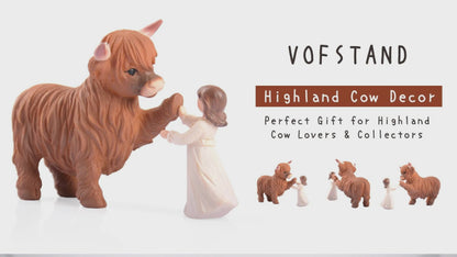 Highland Cow Gifts for Women: Highland Cow Decor Outdoor Garden Statue, Scottish Highland Cow Figurine Lifelike Highlander Cow Ornaments for Bathroom Office Desk Kitchen Decoration Highland Cows