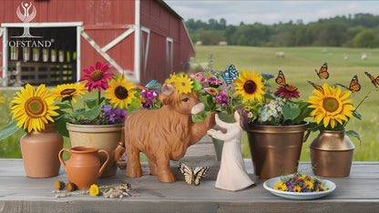 Highland Cow Decor Highland Cow Figurine - Spring Highland Cow Gifts for Women Girls Outdoor Garden Statue, Rustic Highlander Cow Ornaments Hamish Highland Cows Statue Farmhouse Kitchen Outdoor Decor