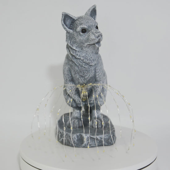 dog garden statue with solar LED light flow style