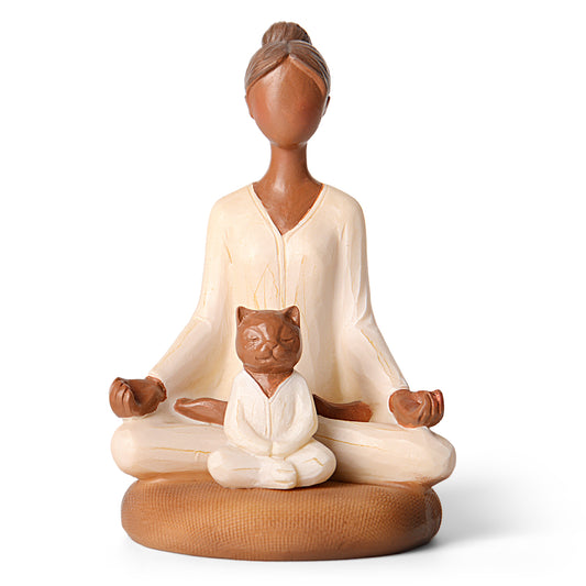 yoga_meditation_statue_coffee_girl_and_cat